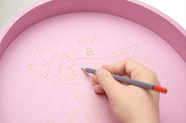 Tablett: Beschriftung Handlettering Beschriftung