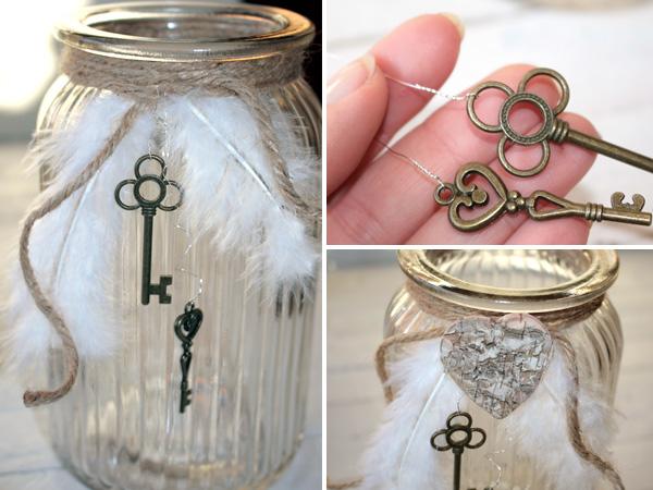 Erinnerungsglas: Beispiel Schlüssel Glas verzieren: Beispiel Schlüssel