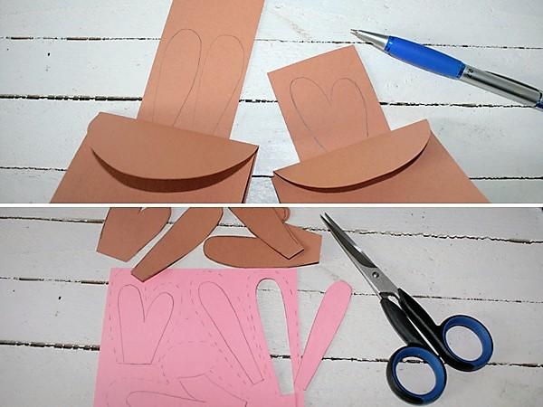 Easter Bunny Packaging: Cut details Cute Easter bunnies as gift packaging for Easter