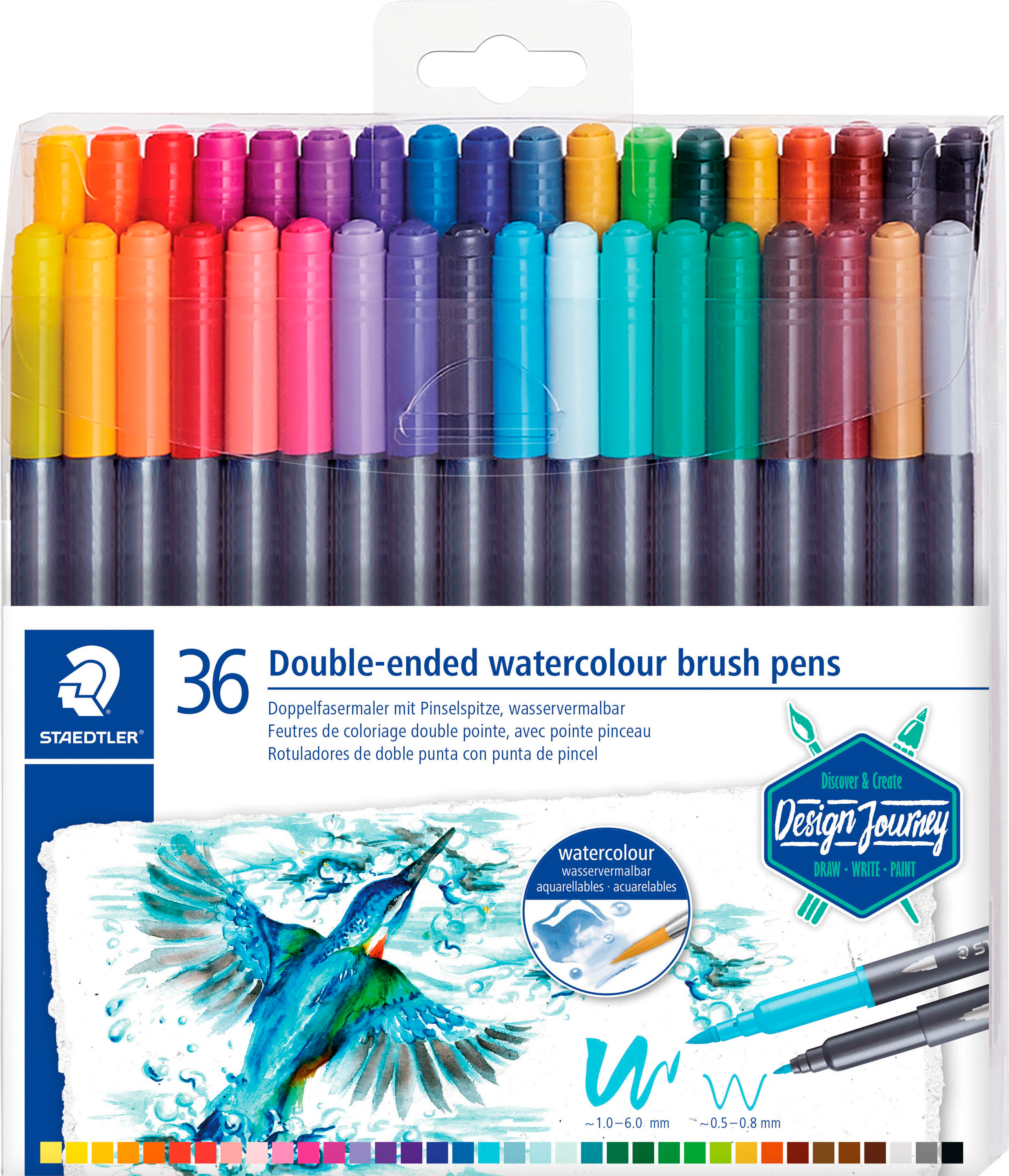 Staedtler Doppelfasermaler Set – 36 Farben, Mit Breiter & Feiner Spitze Für Zeichnen & Lettering