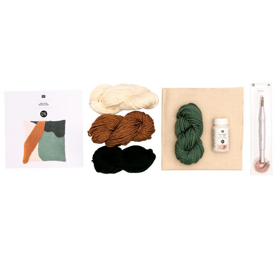 Rico Design Punch Needle Set Kissen Senf/Grün