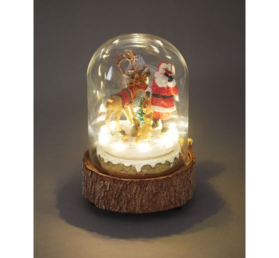 VBS Miniatur Glasglocke "Weihnachten im Wald", mit LED Beleuchtung und Musik