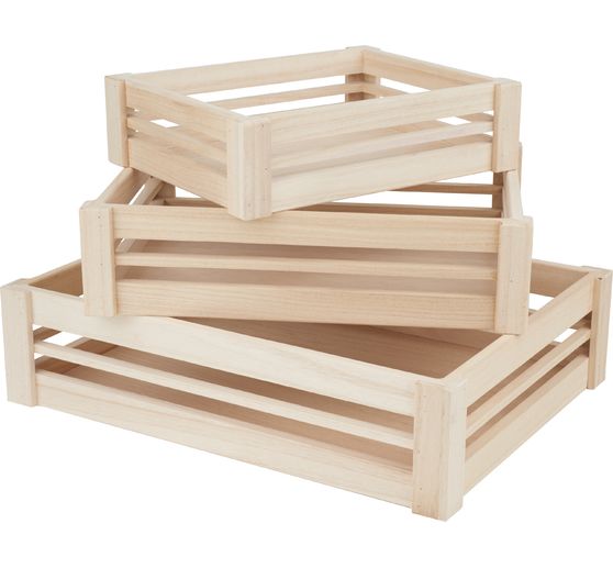 VBS Wooden boxes, flat, set of 3