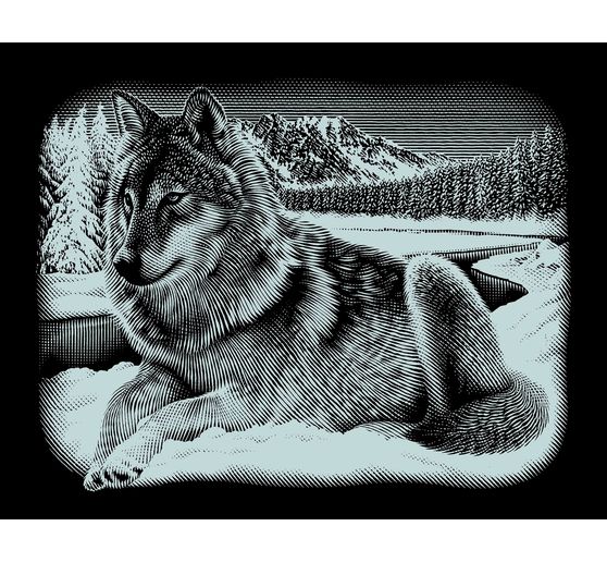Kratzbild "Wolf", 25,2 x 20,0 cm