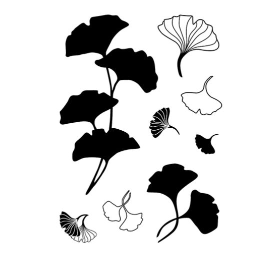 Clear Stamps "Ginkgo", 8 parts