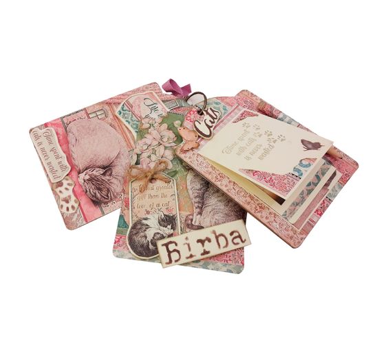 Scrapbook-Block "Katze und Orchidee"