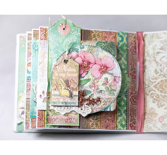 Scrapbook-Block "Katze und Orchidee"