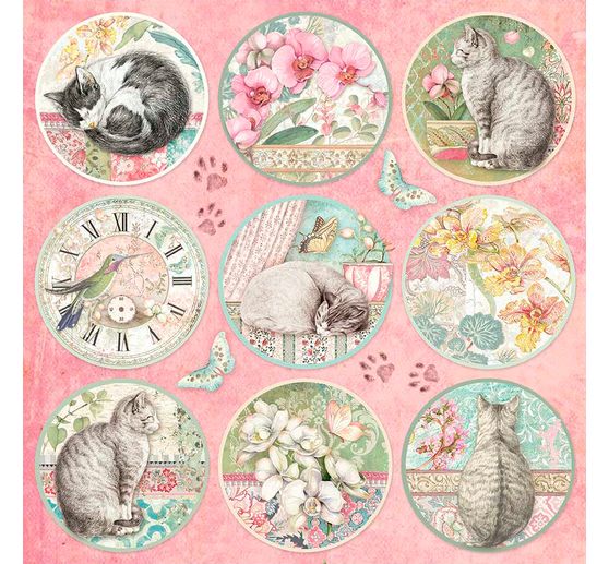 Scrapbook-Block "Katze und Orchidee"