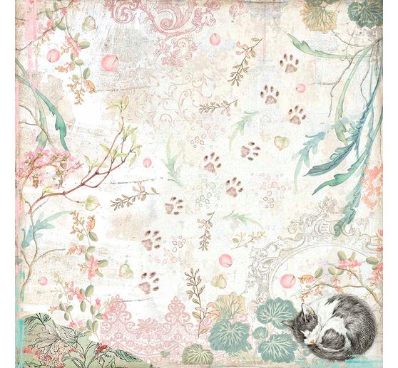 Scrapbook-Block "Katze und Orchidee"