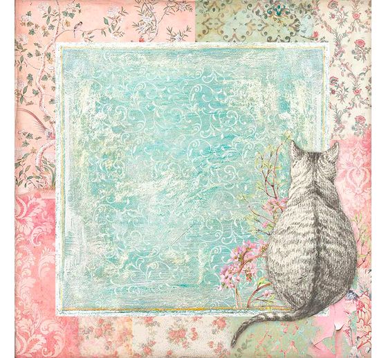 Scrapbook-Block "Katze und Orchidee"