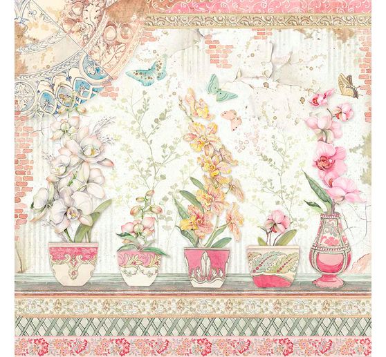 Scrapbook-Block "Katze und Orchidee"