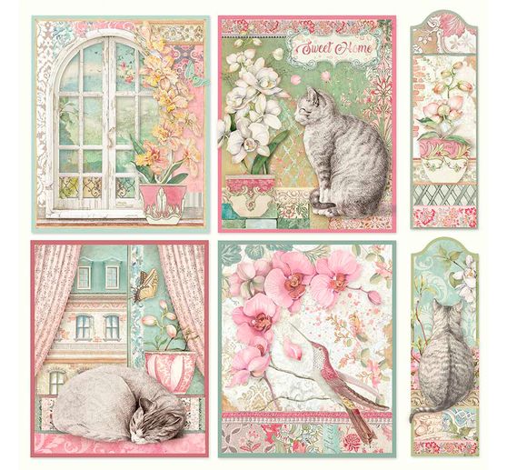 Scrapbook-Block "Katze und Orchidee"