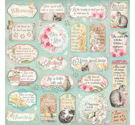 Scrapbook-Block "Katze und Orchidee"