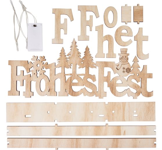 VBS Holz-Steckmotiv "Frohes Fest", mit LED