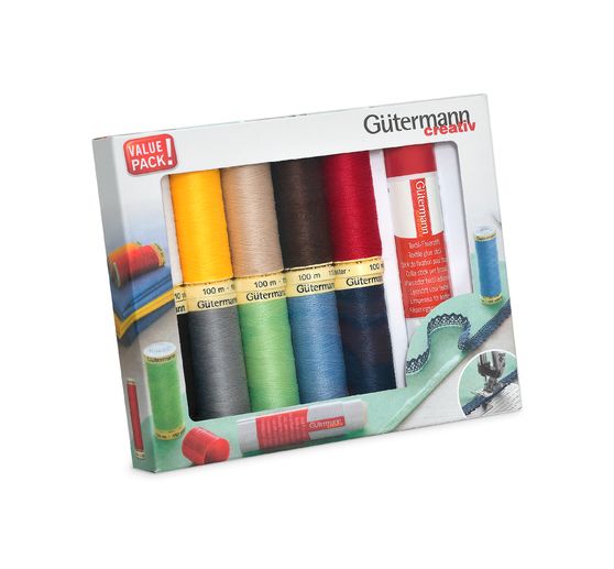 Gütermann Sewing thread set with textile fixing pin