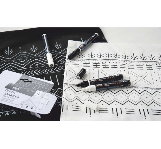KREUL Textil Marker Opak "Black & White", 4er-Set
