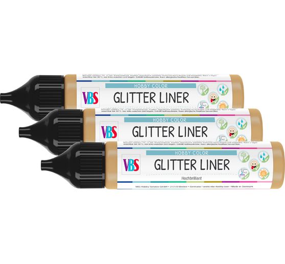 VBS Glitter Liner Gold, 3er-Set