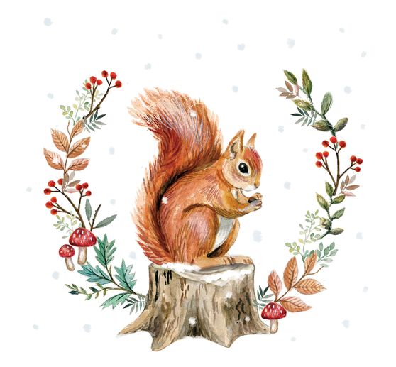 Napkin "Squirrel and autumn wreath"