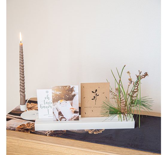 Holzständer für Trockenblumen und Karten
