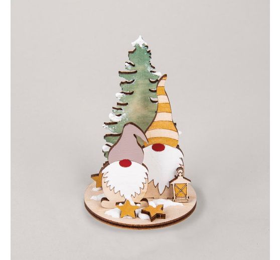 Holz-Steckmotiv "Wichtel mit Tanne"