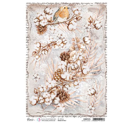 Motif straw silk "Winter blossoms" 