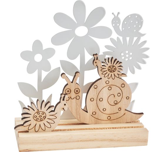 VBS Holzsteckmotiv mit Metallblumen "Schnecken"