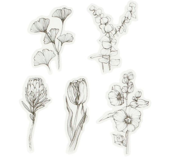 Washi Sticker "Flowers black/white"