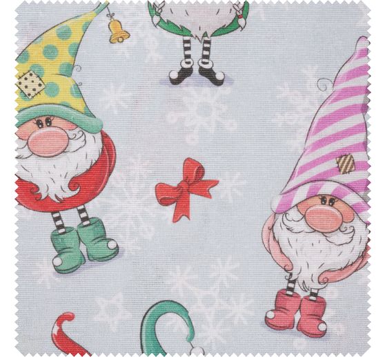 Motiv-Stoff Leinenoptik "Weihnachtswichtel"