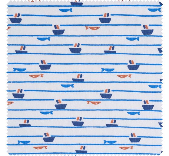Jersey fabric "Boats and fishes"