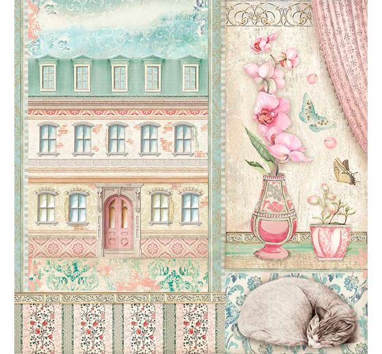 Scrapbook-Block "Katze und Orchidee"