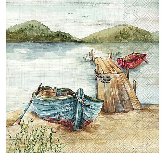 Napkin "Boats on the river"