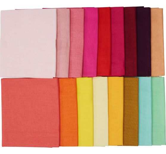 Fabric package Patchy Uni "Pink-Red-Orange-Yellow", 17 cuttings