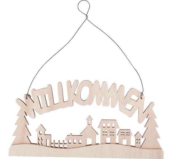 VBS Holz-Schild "Willkommen"