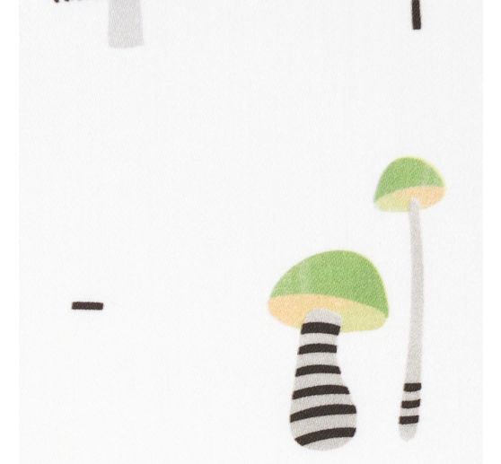 Motif fabric satin look "Little mushrooms motley"