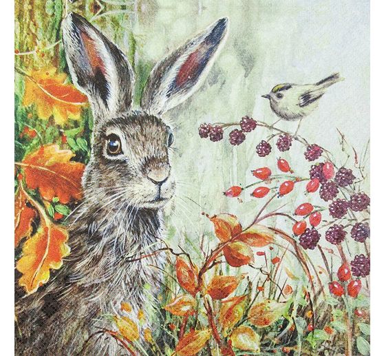 Serviette "Hase im Herbst"