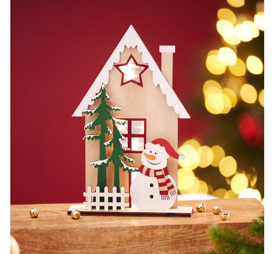 VBS Holz-Steckmotiv "Winterhaus Schneemann"