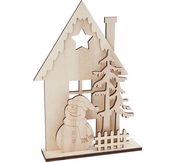 VBS Holz-Steckmotiv "Winterhaus Schneemann"