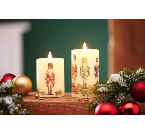 LED-Echtwachs Kerze "12,5 x 7,5 cm", mit Timer