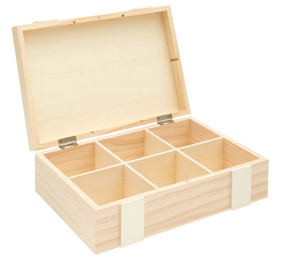 Wooden box / storage box with 6 compartments