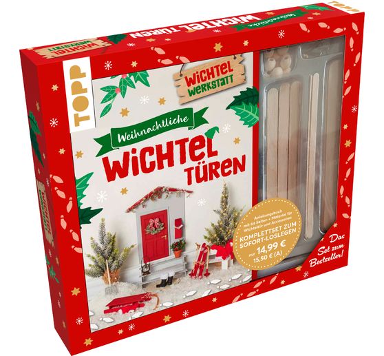 Kreativ-Set "Weihnachtliche Wichteltüren. Anleitungsbuch mit Material zum Sofort