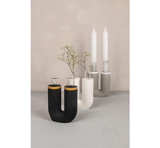 Silikon Gießform "U-Form Vase geriffelt"