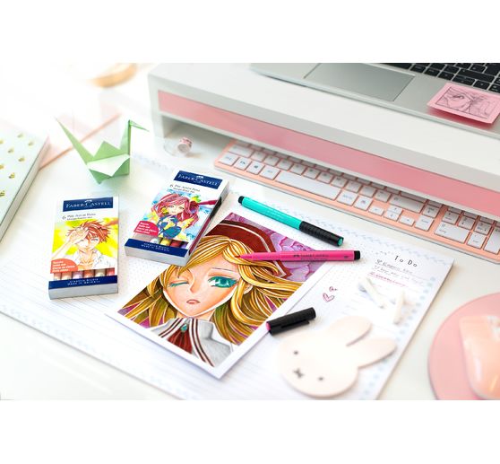 Faber-Castell Pitt Artist Pen Manga Shôjo Set, 6 pens