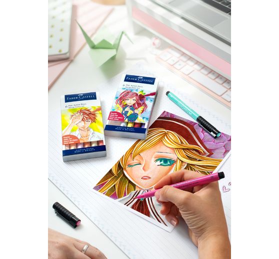 Faber-Castell Pitt Artist Pen Manga Shôjo Set, 6 pens