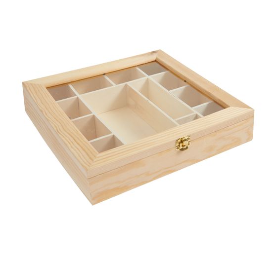 Sorting box with 13 compartments and viewing window