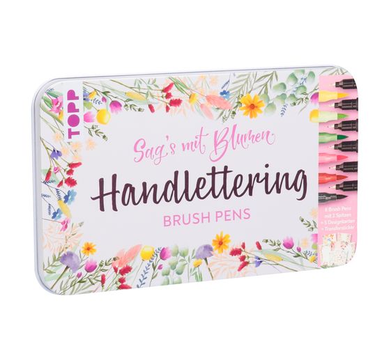 Handlettering design box Brush Pens Say it with flowers
