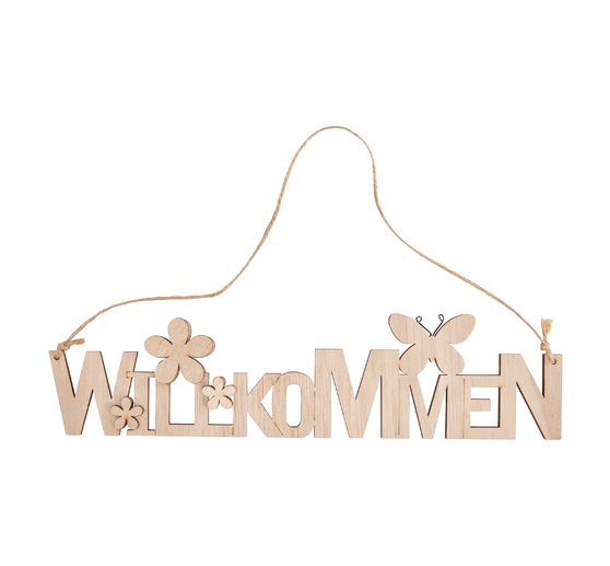 VBS Wooden hanger "Willkommen"