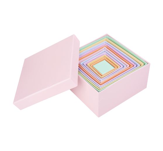 Pappschachteln "Quadrat", Pastellfarben, 12er-Set