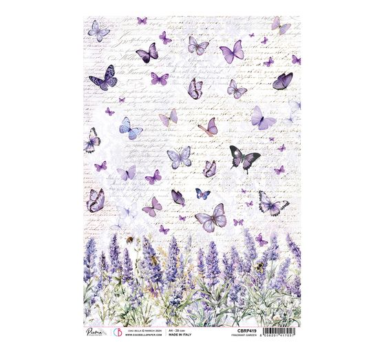 Motiv-Strohseide "Morning Provence - Lavendel und Schmetterlinge"