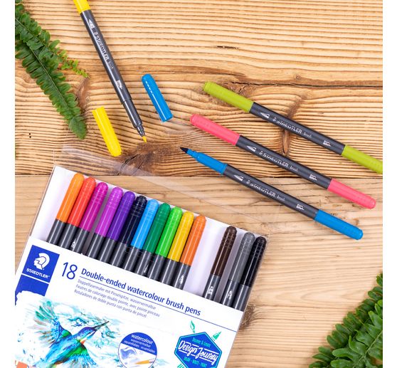 STAEDTLER Doppelfasermaler mit Pinselspitze, 18 St.