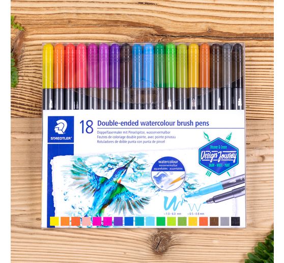 STAEDTLER Doppelfasermaler mit Pinselspitze, 18 St.